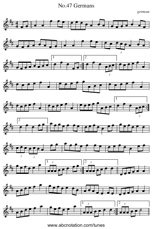 No.47 Germans - staff notation