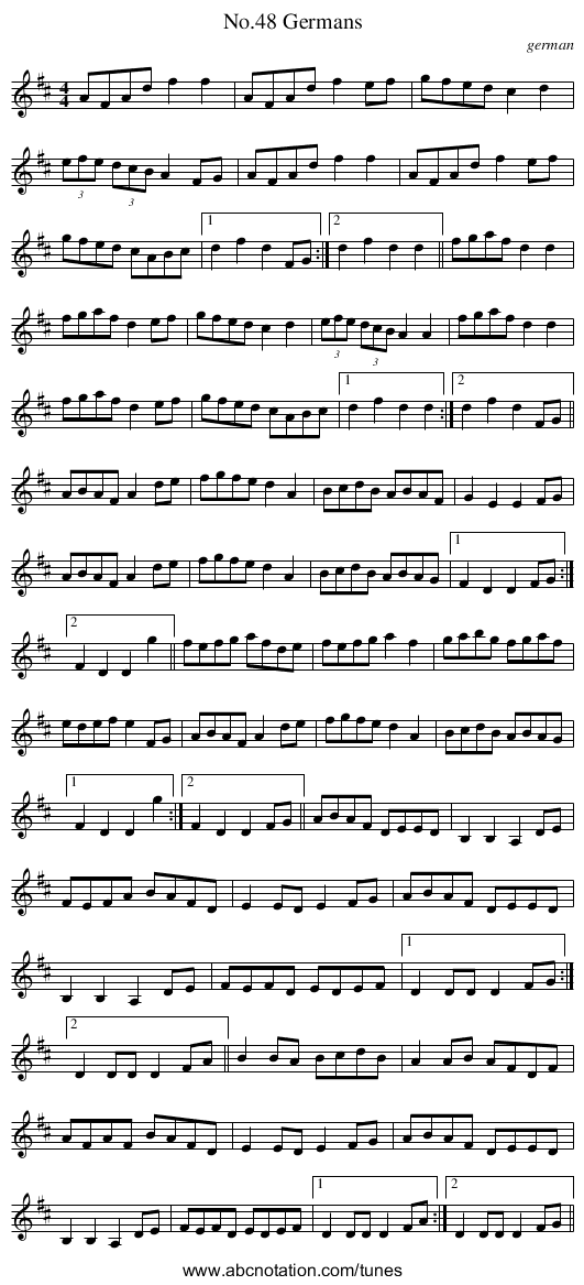 No.48 Germans - staff notation