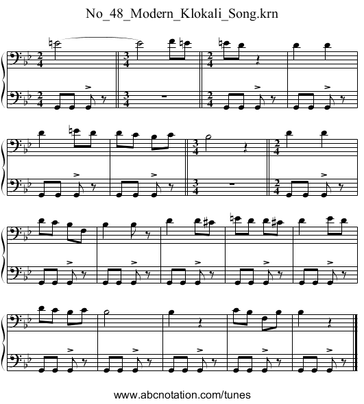 No_48_Modern_Klokali_Song.krn - staff notation