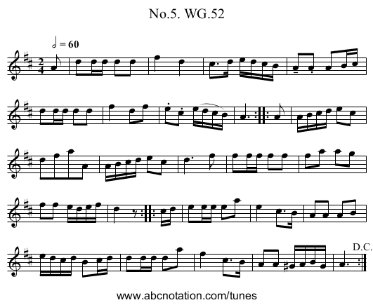 No.5. WG.52 - staff notation