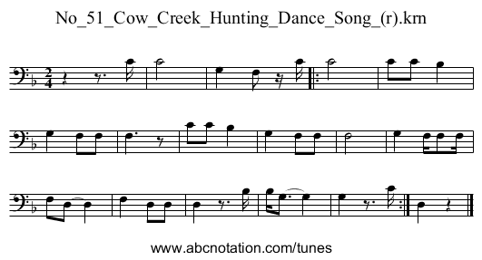 No_51_Cow_Creek_Hunting_Dance_Song_(r).krn - staff notation