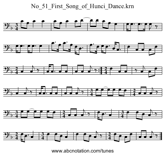 No_51_First_Song_of_Hunci_Dance.krn - staff notation