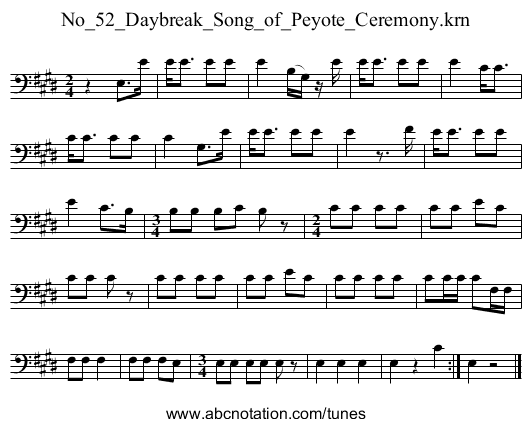 No_52_Daybreak_Song_of_Peyote_Ceremony.krn - staff notation