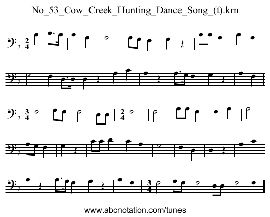 No_53_Cow_Creek_Hunting_Dance_Song_(t).krn - staff notation