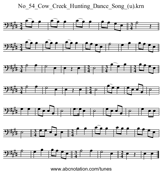 No_54_Cow_Creek_Hunting_Dance_Song_(u).krn - staff notation