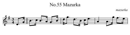 No.55 Mazurka - staff notation