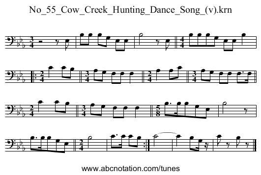 No_55_Cow_Creek_Hunting_Dance_Song_(v).krn - staff notation