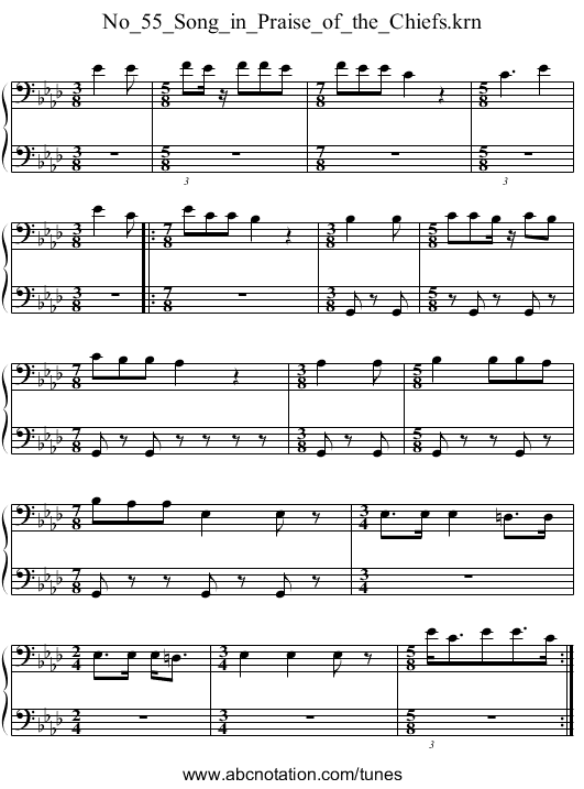 No_55_Song_in_Praise_of_the_Chiefs.krn - staff notation