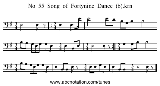 No_55_Song_of_Fortynine_Dance_(b).krn - staff notation