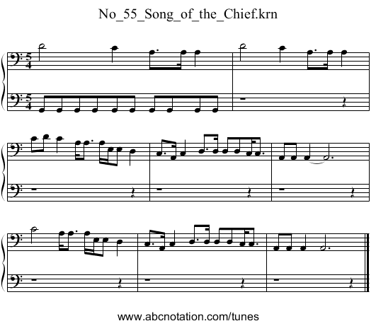 No_55_Song_of_the_Chief.krn - staff notation