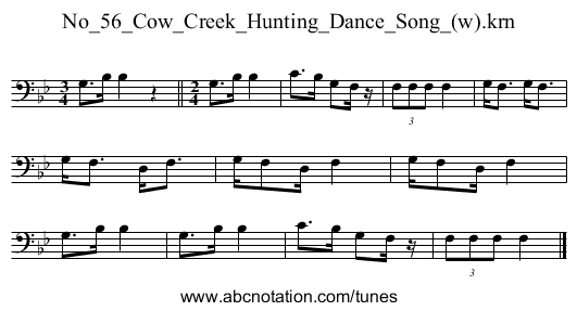 No_56_Cow_Creek_Hunting_Dance_Song_(w).krn - staff notation
