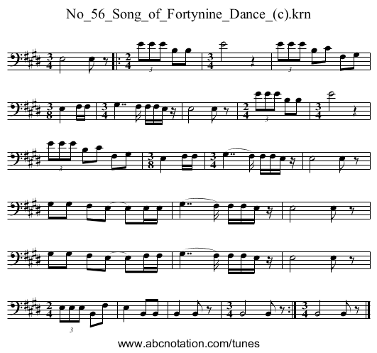 No_56_Song_of_Fortynine_Dance_(c).krn - staff notation