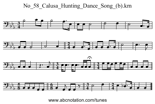 No_58_Calusa_Hunting_Dance_Song_(b).krn - staff notation