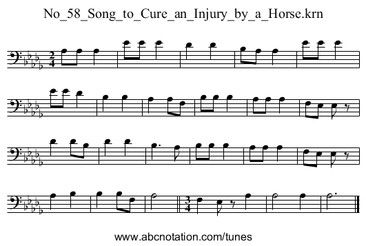 No_58_Song_to_Cure_an_Injury_by_a_Horse.krn - staff notation