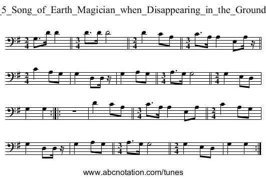 No_5_Song_of_Earth_Magician_when_Disappearing_in_the_Ground.krn - staff notation