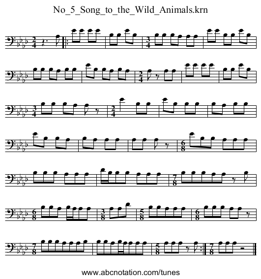 No_5_Song_to_the_Wild_Animals.krn - staff notation