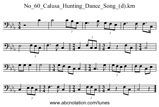 No_60_Calusa_Hunting_Dance_Song_(d).krn - staff notation