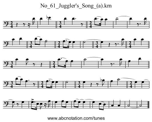 No_61_Juggler's_Song_(a).krn - staff notation
