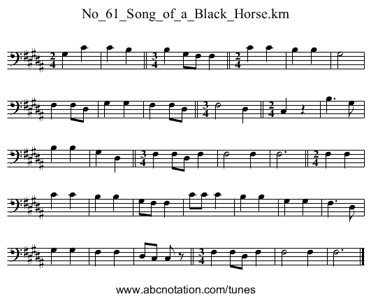 No_61_Song_of_a_Black_Horse.krn - staff notation