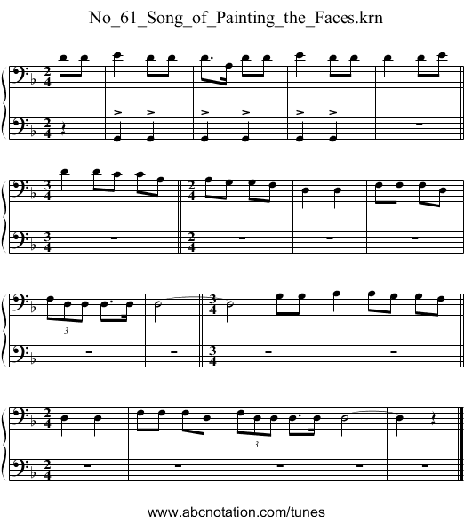 No_61_Song_of_Painting_the_Faces.krn - staff notation