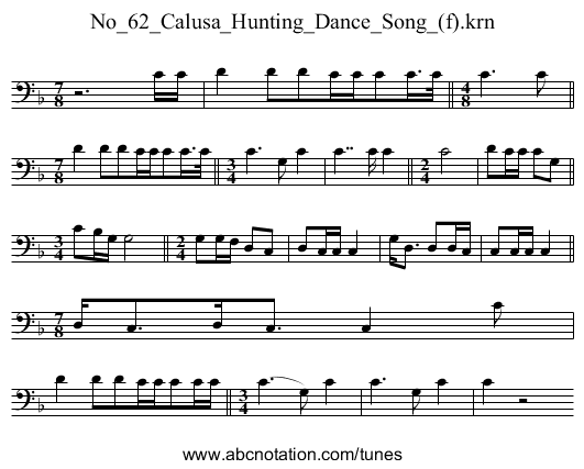 No_62_Calusa_Hunting_Dance_Song_(f).krn - staff notation
