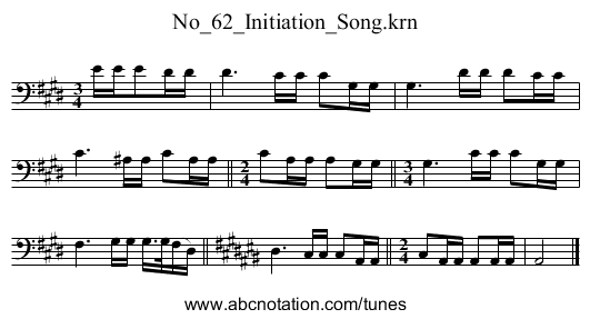 No_62_Initiation_Song.krn - staff notation