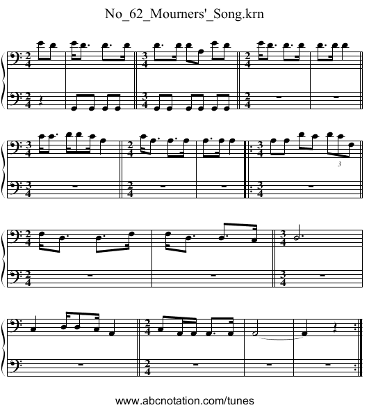 No_62_Mourners'_Song.krn - staff notation