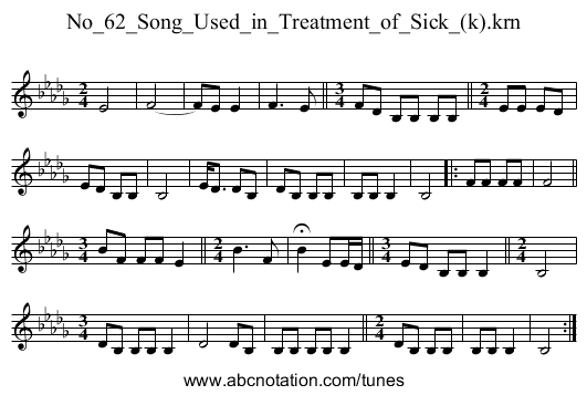 No_62_Song_Used_in_Treatment_of_Sick_(k).krn - staff notation