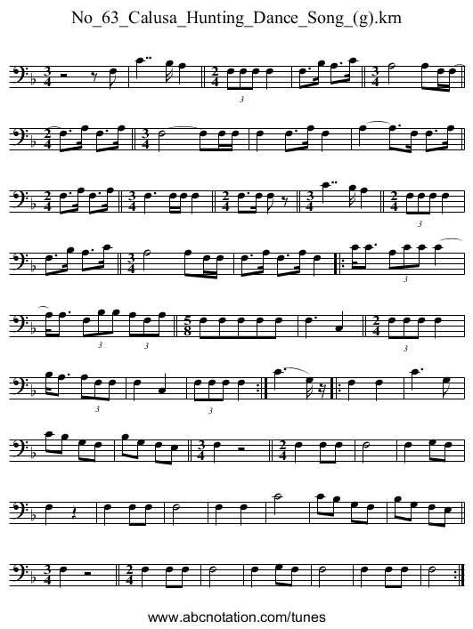 No_63_Calusa_Hunting_Dance_Song_(g).krn - staff notation