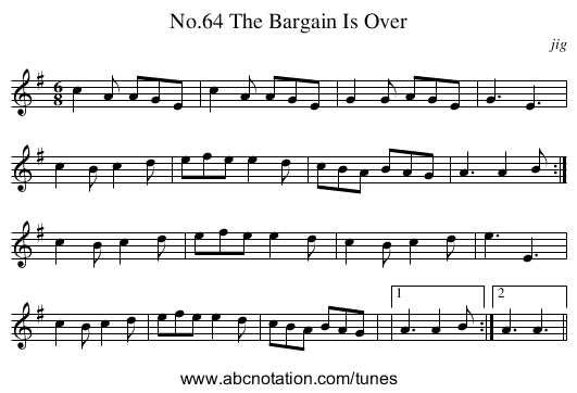 No.64 The Bargain Is Over - staff notation