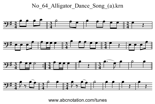 No_64_Alligator_Dance_Song_(a).krn - staff notation