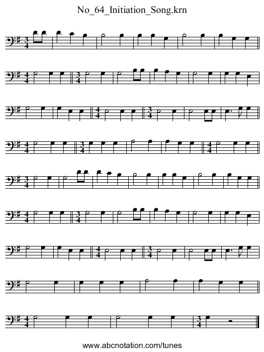 No_64_Initiation_Song.krn - staff notation