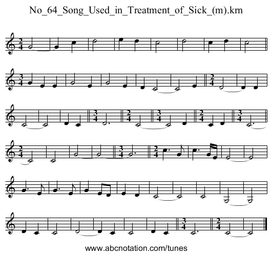 No_64_Song_Used_in_Treatment_of_Sick_(m).krn - staff notation