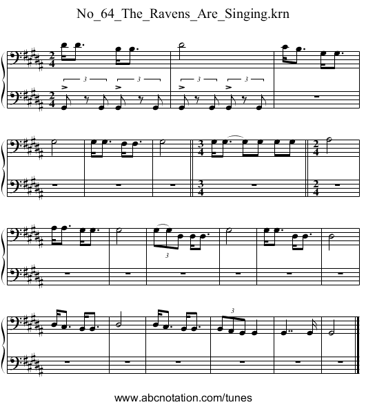 No_64_The_Ravens_Are_Singing.krn - staff notation
