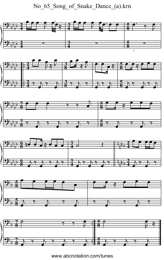 No_65_Song_of_Snake_Dance_(a).krn - staff notation