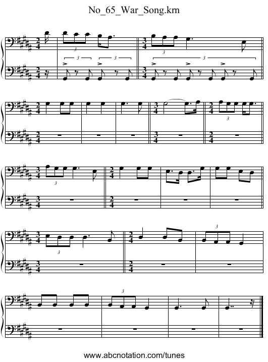 No_65_War_Song.krn - staff notation
