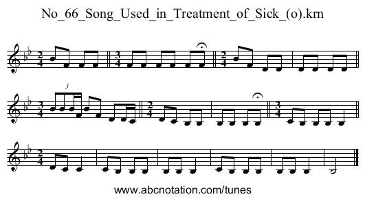 No_66_Song_Used_in_Treatment_of_Sick_(o).krn - staff notation