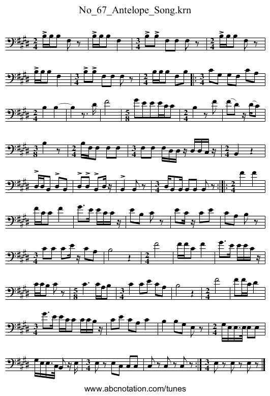 No_67_Antelope_Song.krn - staff notation