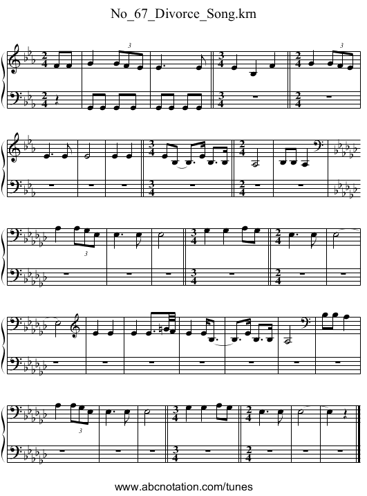 No_67_Divorce_Song.krn - staff notation