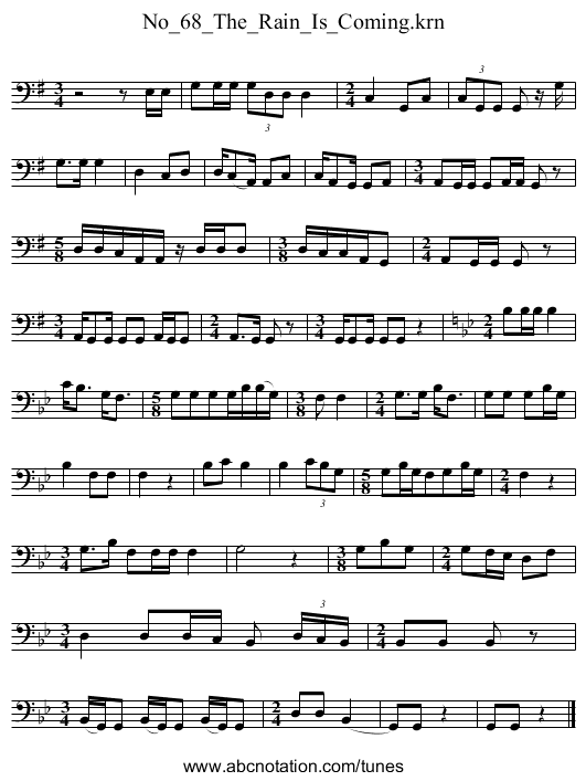 No_68_The_Rain_Is_Coming.krn - staff notation