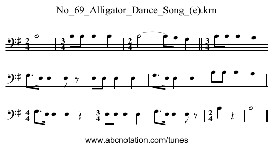 No_69_Alligator_Dance_Song_(e).krn - staff notation