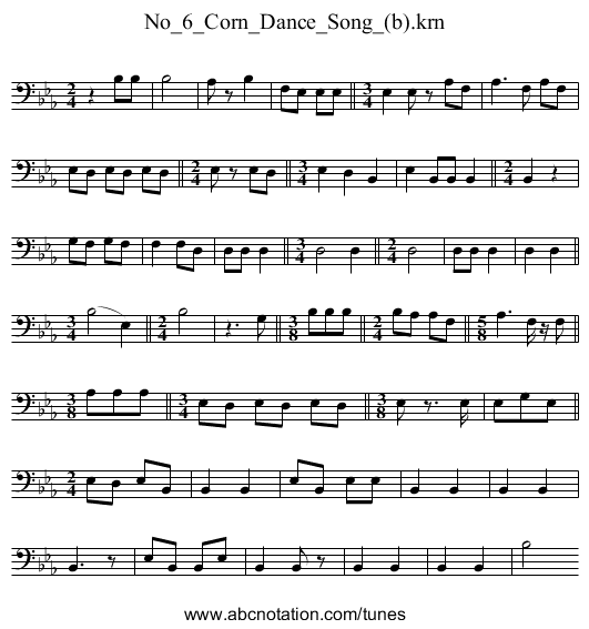 No_6_Corn_Dance_Song_(b).krn - staff notation