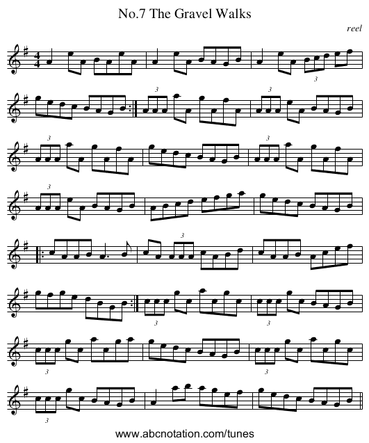 No.7 The Gravel Walks - staff notation