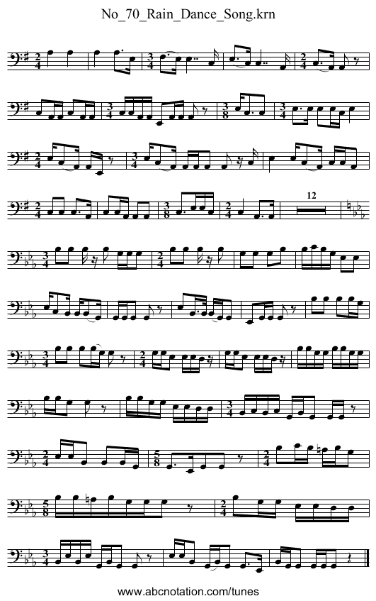No_70_Rain_Dance_Song.krn - staff notation