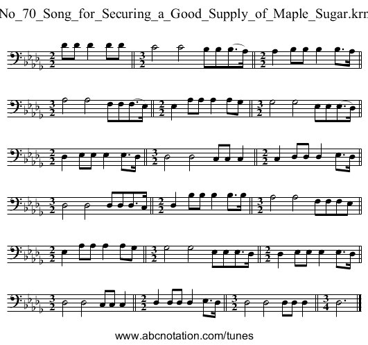 No_70_Song_for_Securing_a_Good_Supply_of_Maple_Sugar.krn - staff notation