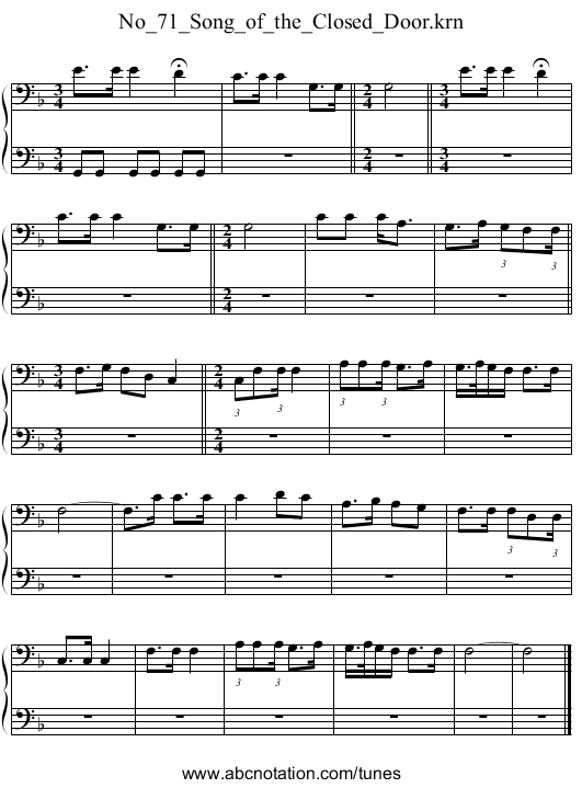 No_71_Song_of_the_Closed_Door.krn - staff notation