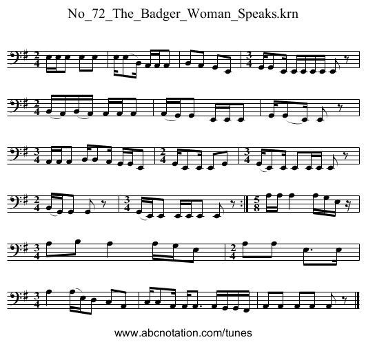 No_72_The_Badger_Woman_Speaks.krn - staff notation
