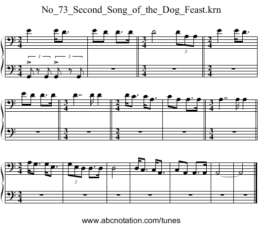 No_73_Second_Song_of_the_Dog_Feast.krn - staff notation