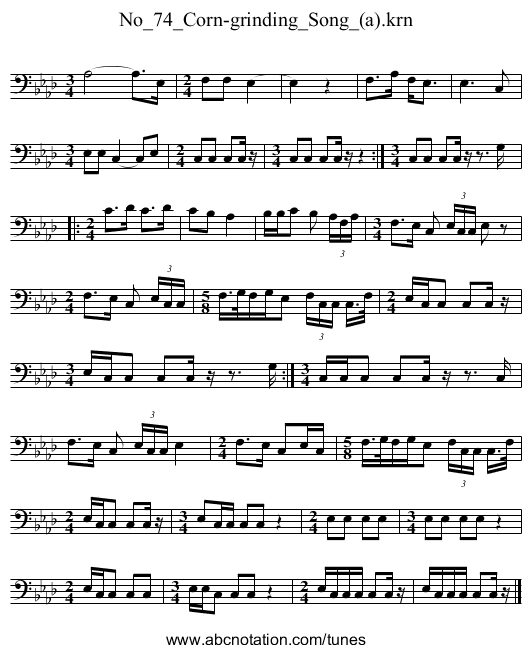 No_74_Corn-grinding_Song_(a).krn - staff notation
