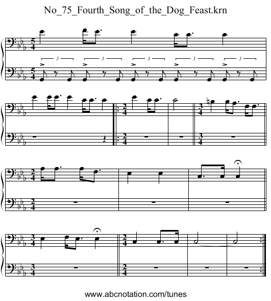 No_75_Fourth_Song_of_the_Dog_Feast.krn - staff notation